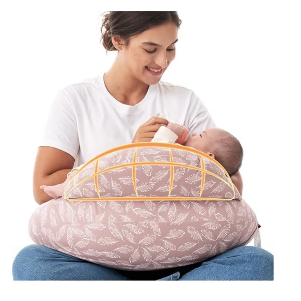 Momcozy Pink Snuggle Feather Print Nursing Pillow